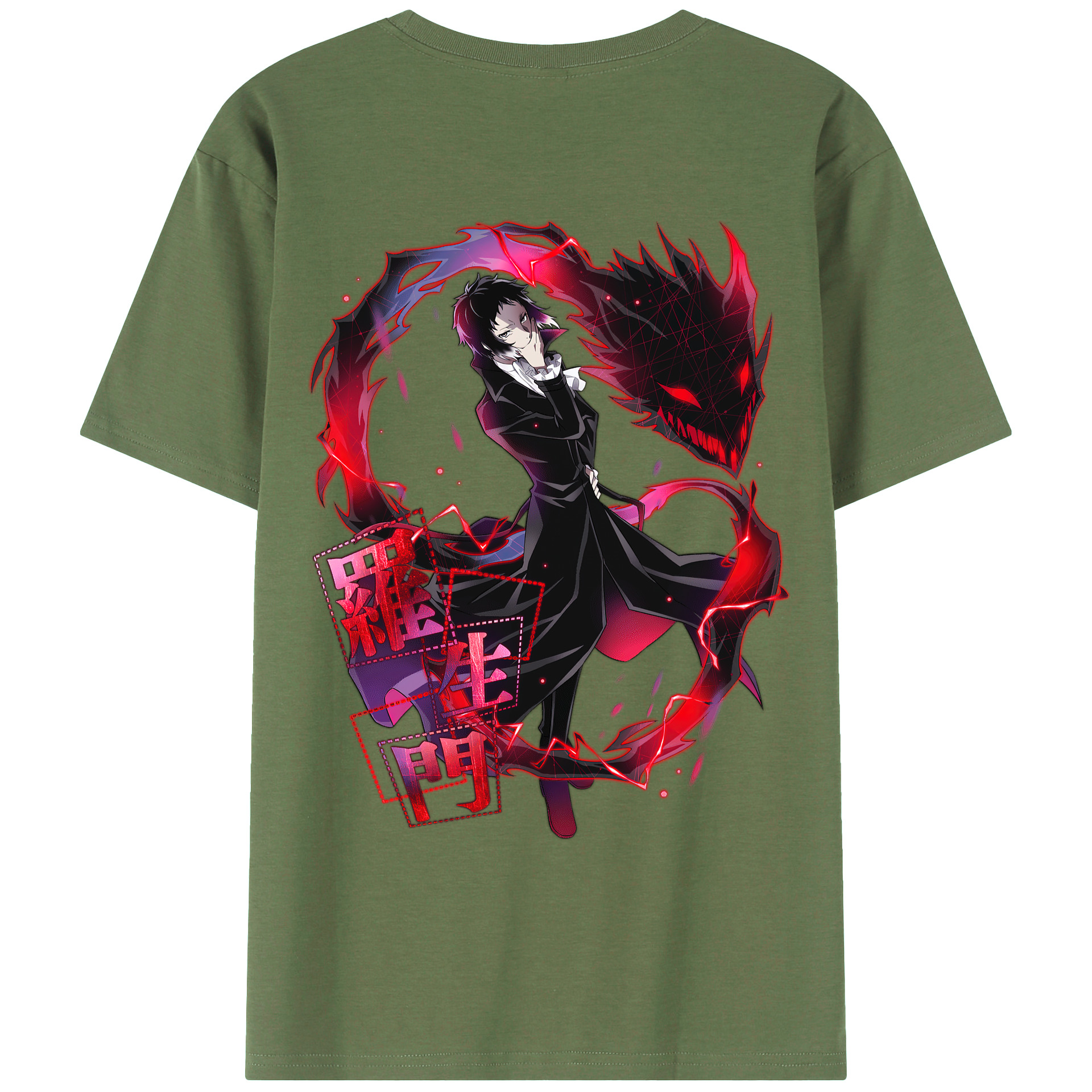 （画像用） 文豪ストレイドッグス Bungo Stray Dogs 綿100％ メンズ半袖Tシャツ（バックプリント） 通気性